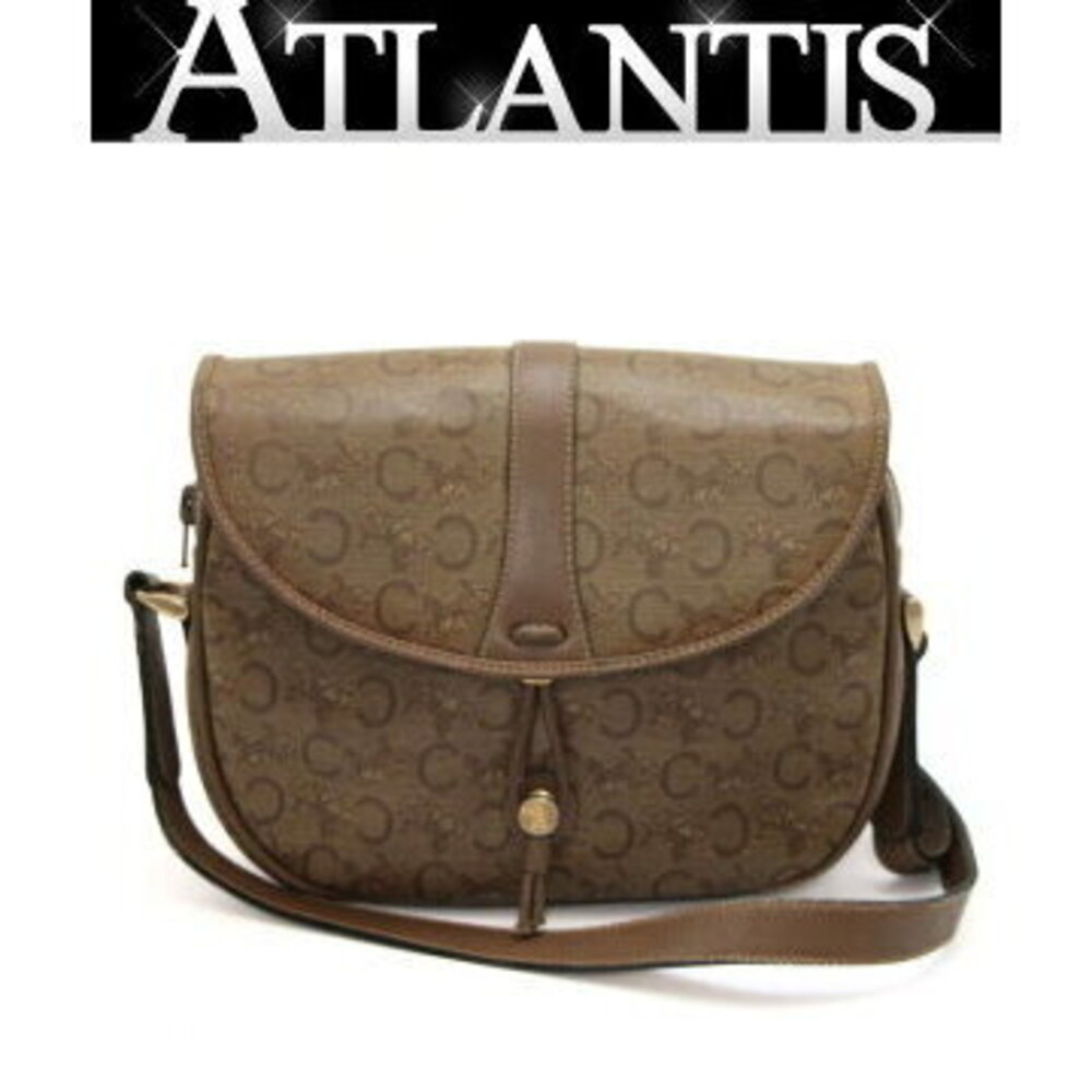 Celine Macadam Shoulder Bag Leather Beige